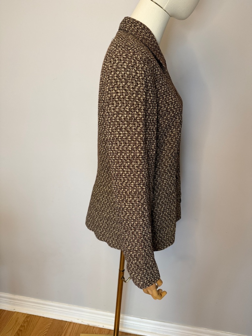 Vintage 90s Tweed Blazer Jacket – Marled Brown Career Style - Picture 4 of 8